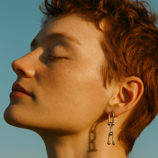 Gold-Tone U-Link Statement Drop Earrings
