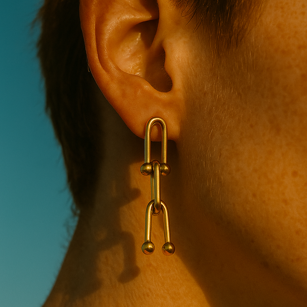 Gold-Tone U-Link Statement Drop Earrings