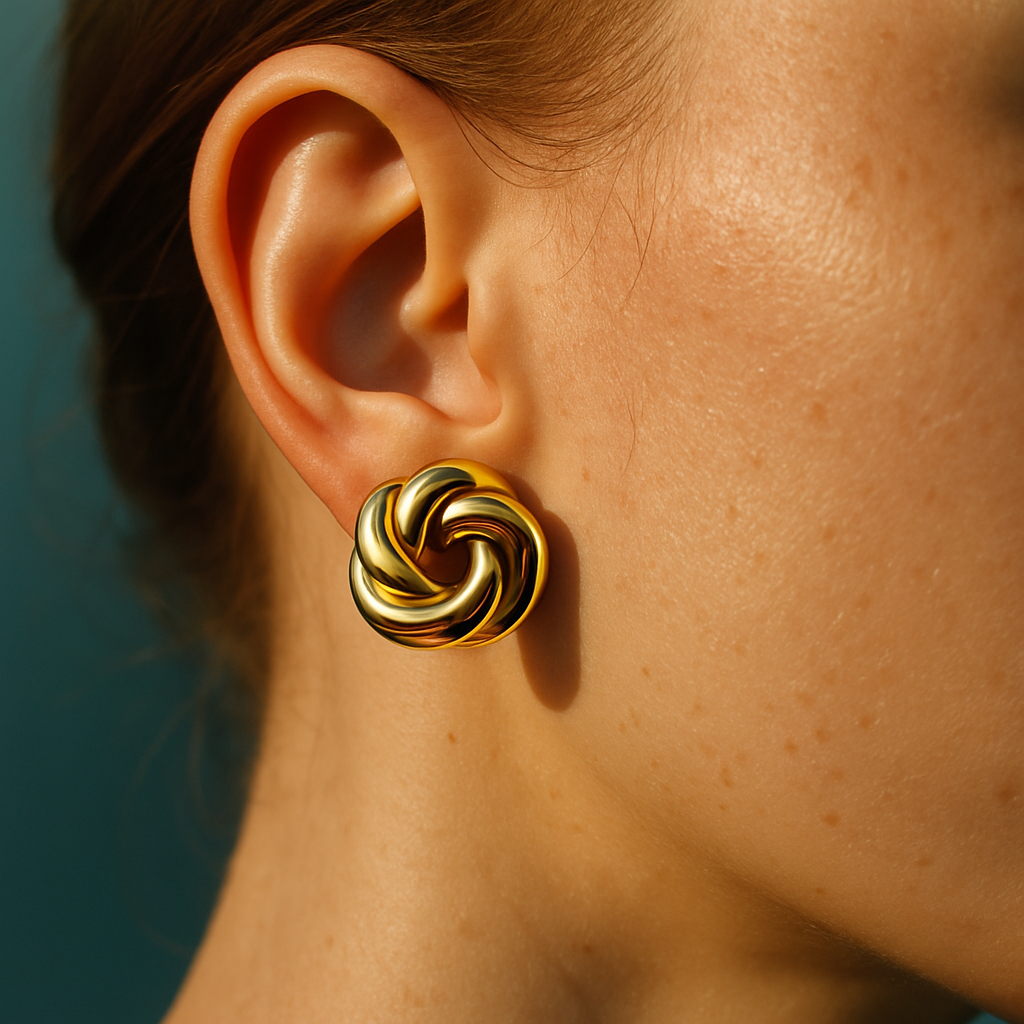 Gold-Tone Love Knot Stud Earrings