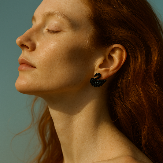 The "Odile" Black Swan Pavé Stud Earrings