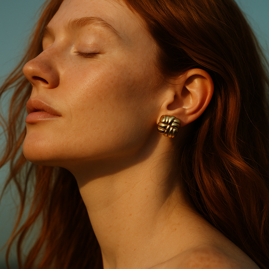 The "Matelassé" Quilted Square Earrings