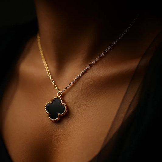 The "Trèfle Noir" Quatrefoil Pendant Necklace