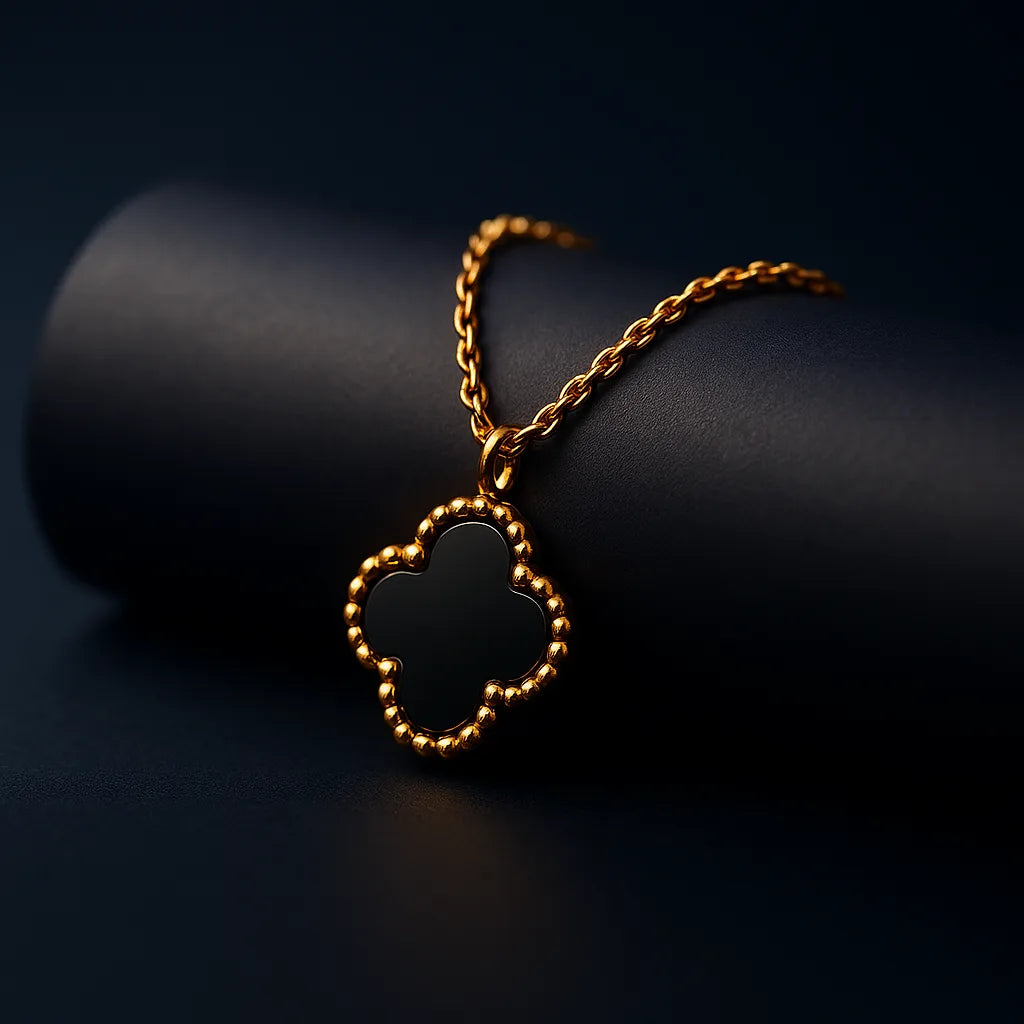 The "Trèfle Noir" Quatrefoil Pendant Necklace