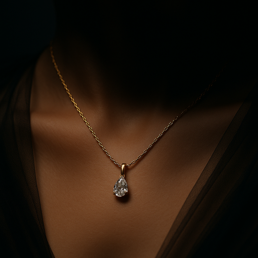 The "Lacrima" Teardrop Diamond Simulant Necklace