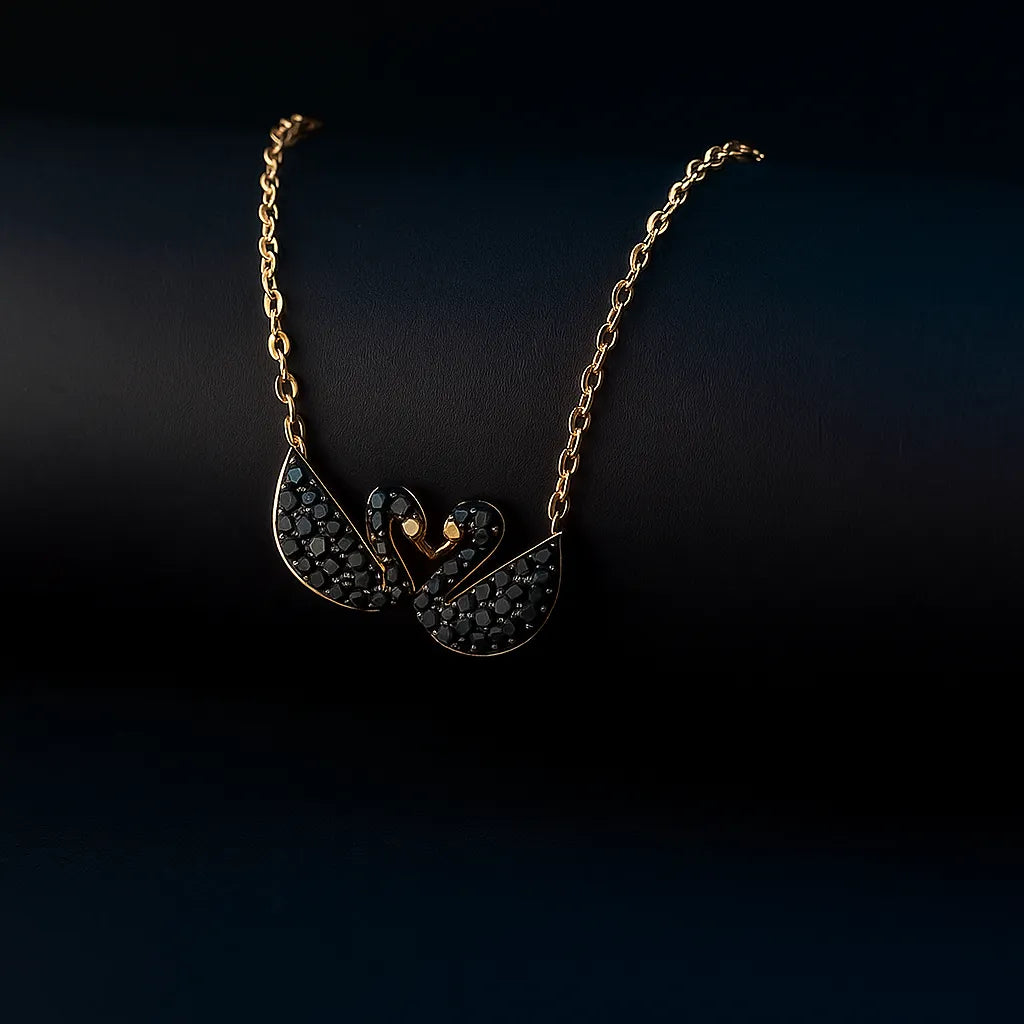 The "Odile" Kissing Swans Pendant Necklace
