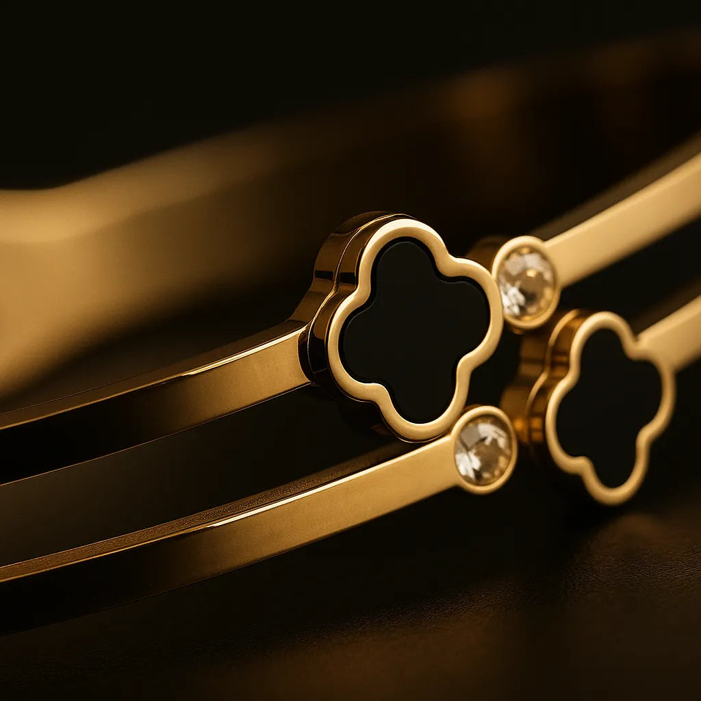 Gold-Tone Split Shank Bangle with Clover Motifs