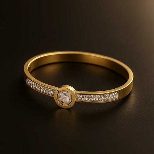 Bezel-Set Solitaire & Pavé Crystal Bangle