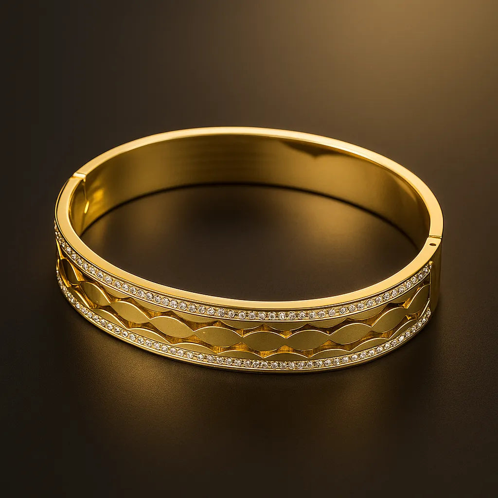 The "Ondine" Scalloped Crystal Bangle