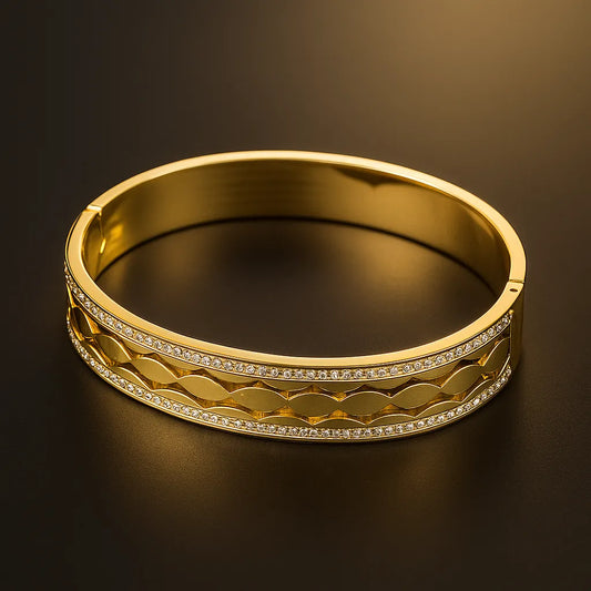 The "Ondine" Scalloped Crystal Bangle
