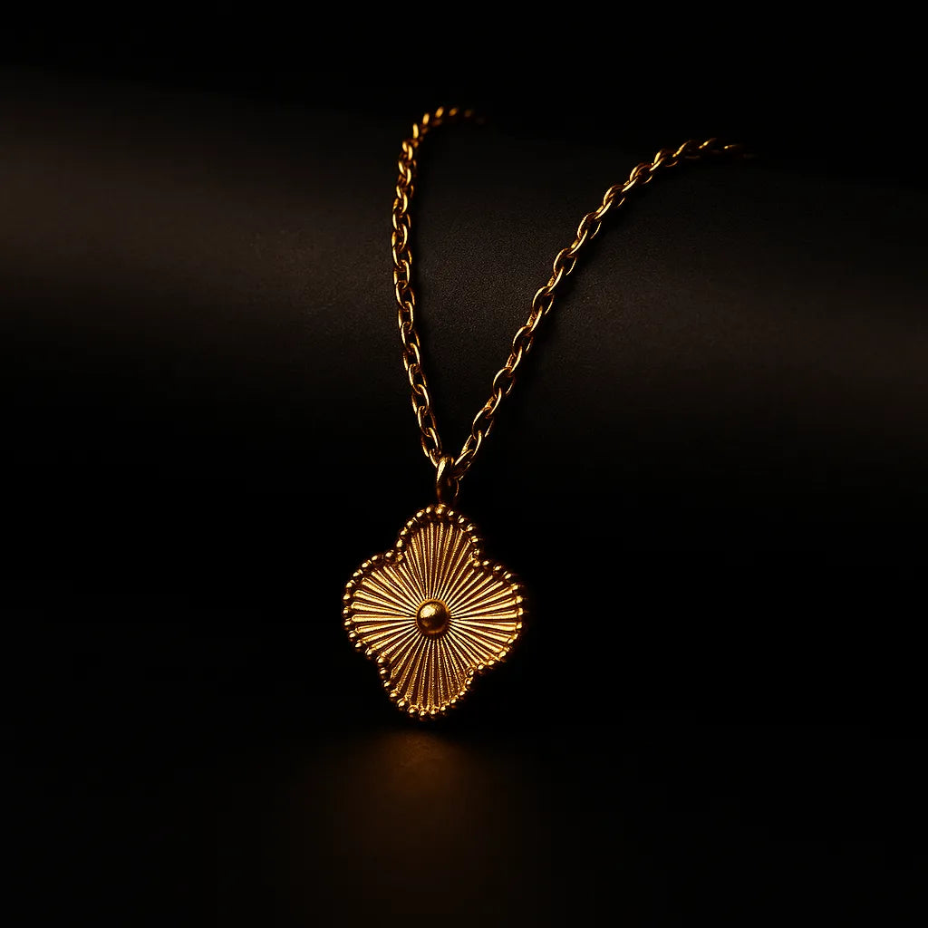 The "Soleil" Sunburst Clover Pendant Nec
