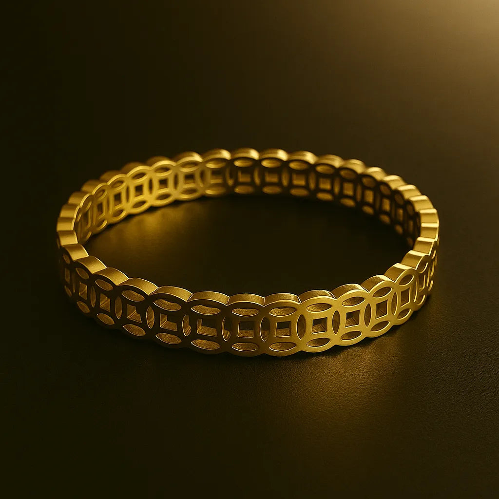 Geometric Coin Link Bracelet