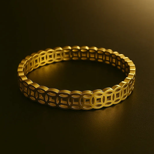 Geometric Coin Link Bracelet