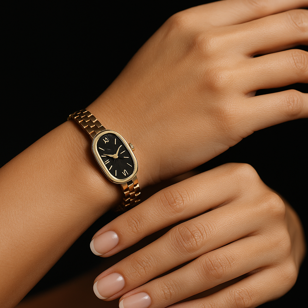 Minimalist Gold Oval Watch Bracelet