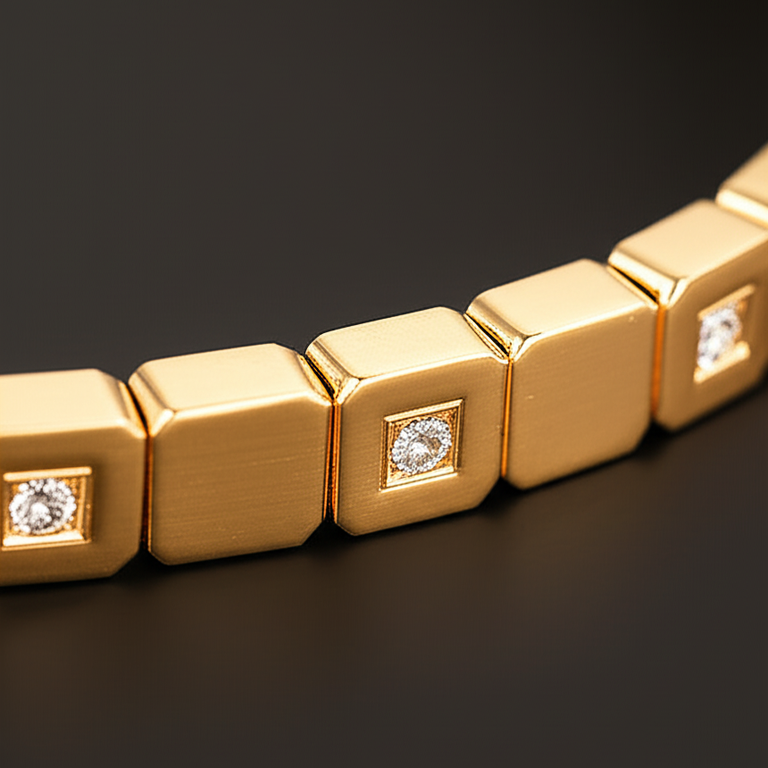 Modern Gold Cube Bracelet