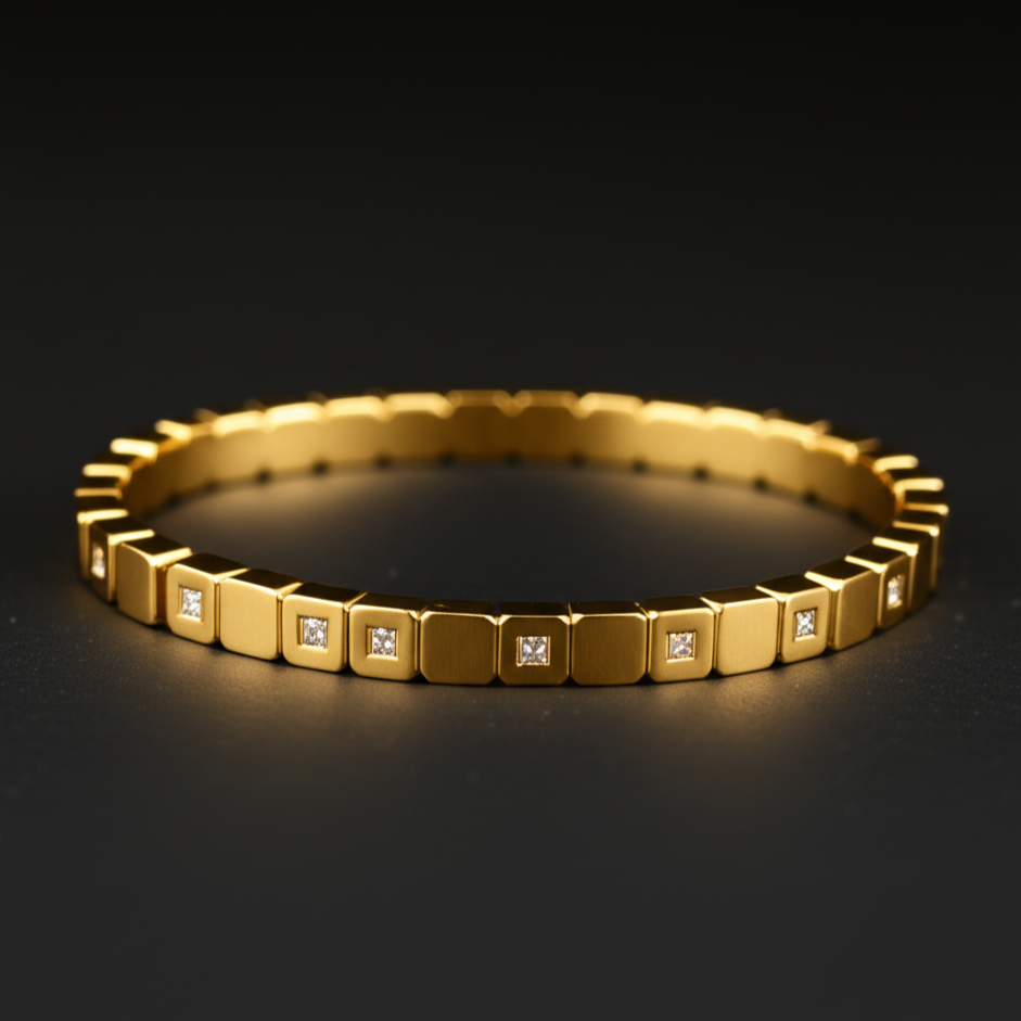 Modern Gold Cube Bracelet